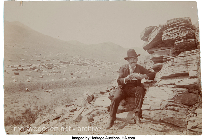 C. W. Tucker with Randsburg as a Tent City in the Background 1897